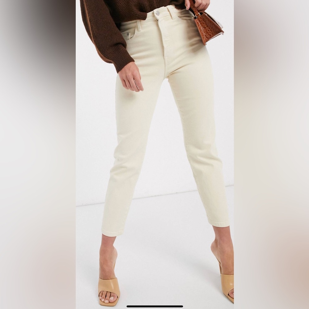Stradivarius cotton slim mom jean with stretch in ecru